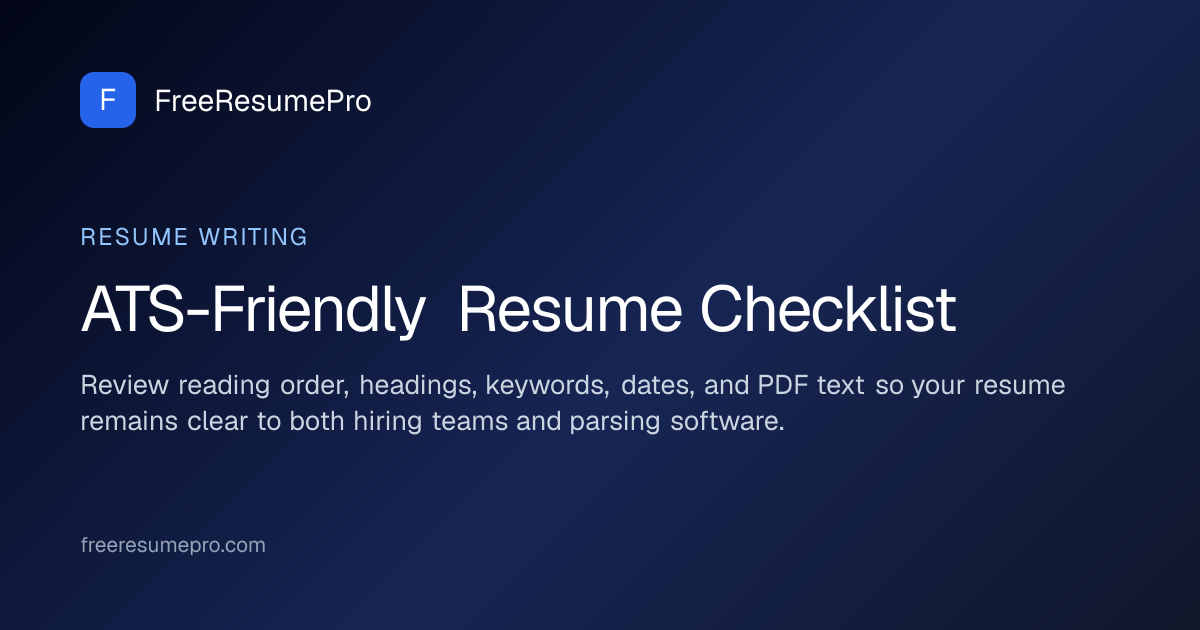ATS-Friendly Resume Checklist | FreeResumePro